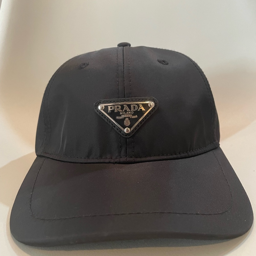 PRADA Original Main Logo Nylon Black Baseball Cap Adjustable Sizing Unisex